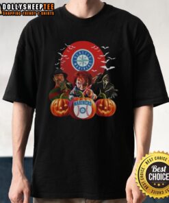 Top Seattle Mariners MLB horror movie Halloween T-shirt featuring spooky graphics and team logo for fans.