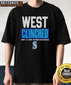 Seattle Mariners Playoffs Clinched AL West Division Champions 2025 T-Shirt featuring team logo and celebratory design.