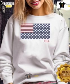 Top SL American Flag with Light Bulbs Sweatshirt, featuring a stylish design perfect for patriotic occasions.