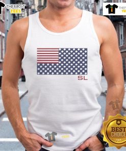 Top-SL American Flag with Light Bulbs Tank Top design featuring a vibrant flag print, perfect for patriotic summer wear.