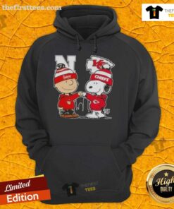 Alt Text: Snoopy and Charlie Brown Nebraska Huskers x Kansas City Chiefs skyline hoodie, showcasing team spirit and style.