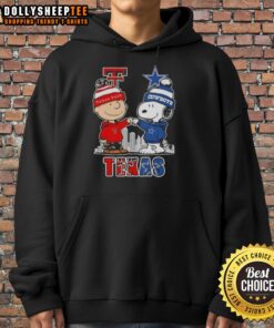 Top Snoopy and Charlie Brown Texas Tech Red Raiders X Dallas Cowboys skyline hoodie for fans of both teams.