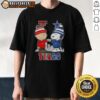 Top Snoopy and Charlie Brown Texas Tech Red Raiders x Dallas Cowboys skyline t-shirt featuring iconic characters and logos.