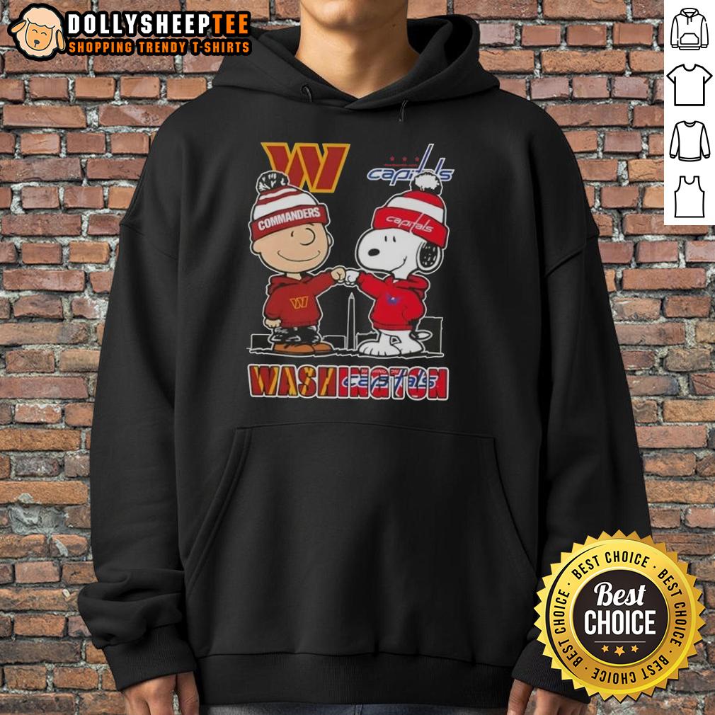 Top Snoopy And Charlie Brown Washington Sports Commanders X Capitals Skyline Hoodie Top Snoopy and Charlie Brown hoodie featuring Washington Sports Commanders and Capitals skyline design.