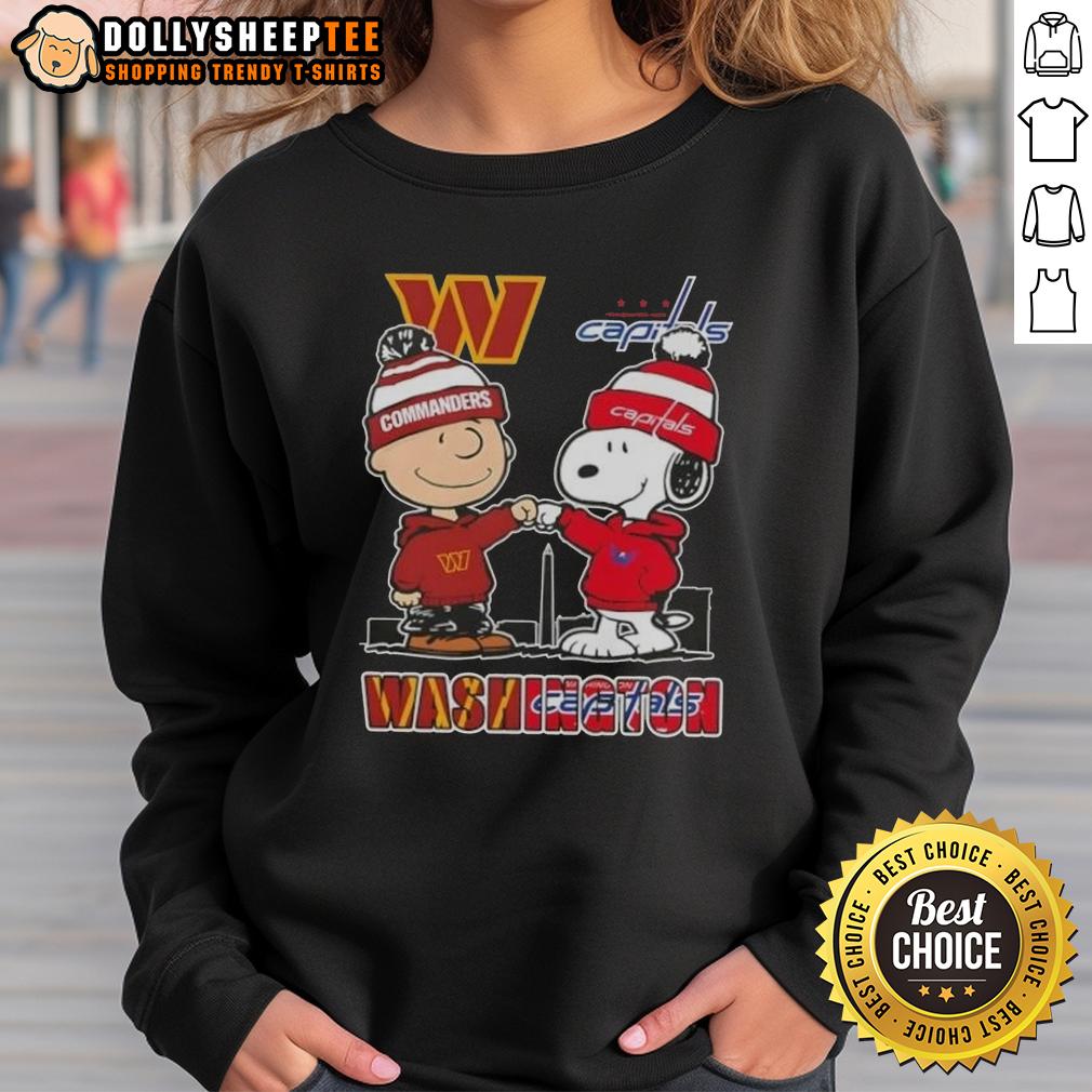 Top Snoopy And Charlie Brown Washington Sports Commanders X Capitals Skyline Sweatshirt Top Snoopy and Charlie Brown sweatshirt featuring Washington Sports Commanders and Capitals skyline design.