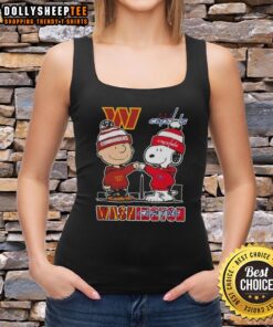 Top Snoopy and Charlie Brown Washington Sports Commanders X Capitals skyline tank top with vibrant graphics.