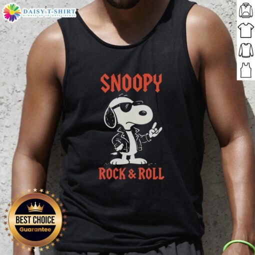 Top Snoopy Rock and Roll Tank Top featuring a playful Snoopy design perfect for music lovers and casual summer wear.