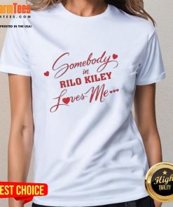 Alt Text: Rilo Kiley Loves Me Ladies Tee featuring a stylish graphic design, perfect for fans of Rilo Kiley and trendy apparel.