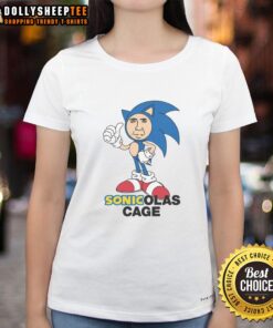 Top Sonicolas Cage Ladies Tee featuring vibrant graphic design and comfortable fit for stylish fans of Nicolas Cage.