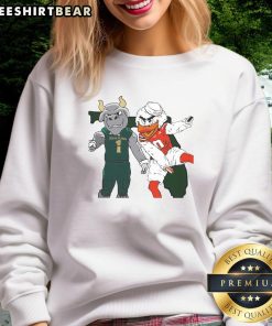 Top South Florida Bulls and Miami Hurricanes mascot sweatshirt featuring vibrant team colors and logos for fans.