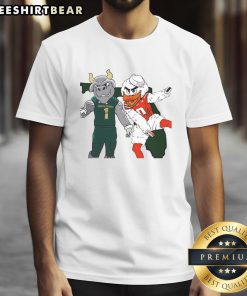 Top South Florida Bulls and Miami Hurricanes mascot T-shirt featuring vibrant graphics for sports fans and college pride.
