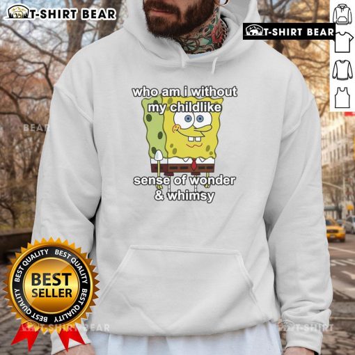 Alt Text: Cozy Top Sponge Who Am I Without My Childlike Sense Of Wonder And Whimsy hoodie, perfect for embracing your playful spirit.