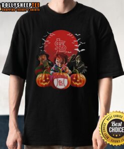 Top St. Louis Cardinals MLB Horror Movie Halloween T-Shirt featuring spooky design for fans celebrating the season.