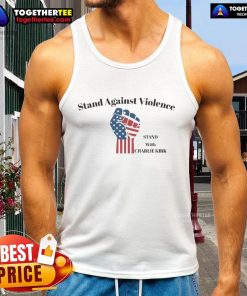 Charlie Kirk tank top promoting the Stand Against Violence campaign, featuring bold graphics and a strong message.