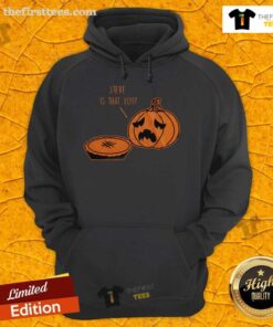 Funny Halloween Thanksgiving hoodie featuring pumpkin pie joke, perfect for festive celebrations and seasonal humor.