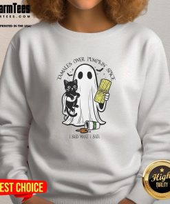 Retro Halloween sweatshirt featuring 'Top Tamales Over Pumpkin Spice' design, perfect for festive fall celebrations.