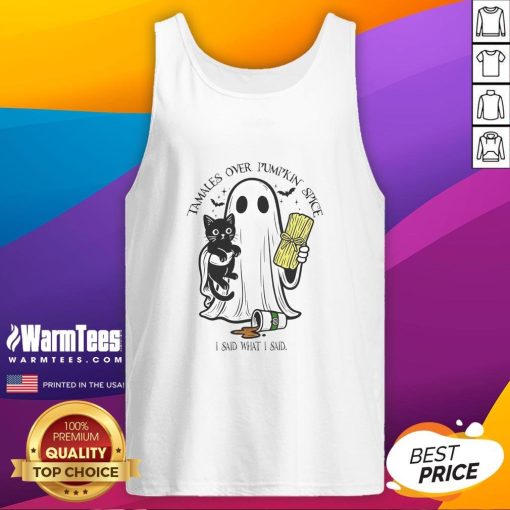 Top Tamales Halloween retro tank top with pumpkin spice design, perfect for festive fall celebrations and tamale lovers.
