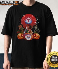 Top Texas Rangers MLB horror movie Halloween T-shirt featuring spooky graphics and team logo for fans and Halloween lovers.