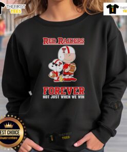 Top Texas Tech Red Raiders Charlie Brown cartoon sweatshirt featuring vibrant graphics and cozy design for fans.