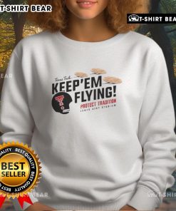 Top Texas Tech Red Raiders football 'Keepem Flying' tortilla sweatshirt featuring vibrant team colors and logo design.