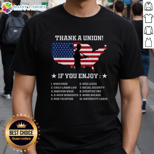 Top Thank A Union Pro Labor Rights T-Shirt showcasing American worker union pride in vibrant colors.