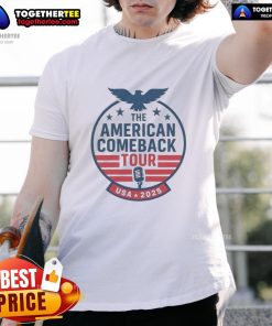 Alt Text: Top The American Comeback Tour USA 2025 Charlie Kirk T-Shirt featuring bold graphics and patriotic colors.