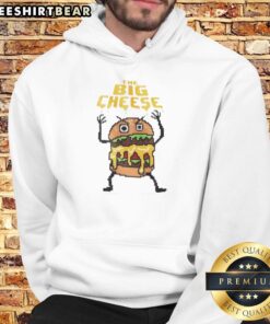 8-bit graphic hoodie featuring a vibrant cheeseburger design, perfect for retro gaming and food lovers.