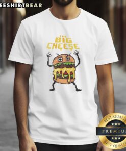 Top The Big Cheeseburger 8 Bit Graphic T-Shirt featuring a colorful pixel art cheeseburger design for retro style fans.