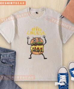 8-bit graphic of a cheeseburger on a washed t-shirt, perfect for casual wear and burger lovers. Top the Big Cheeseburger shirt.