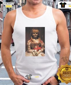 Top-The-Conjuring-Last-Rites-Annabelle-Tank-Top featuring a spooky Annabelle graphic, perfect for horror movie fans.