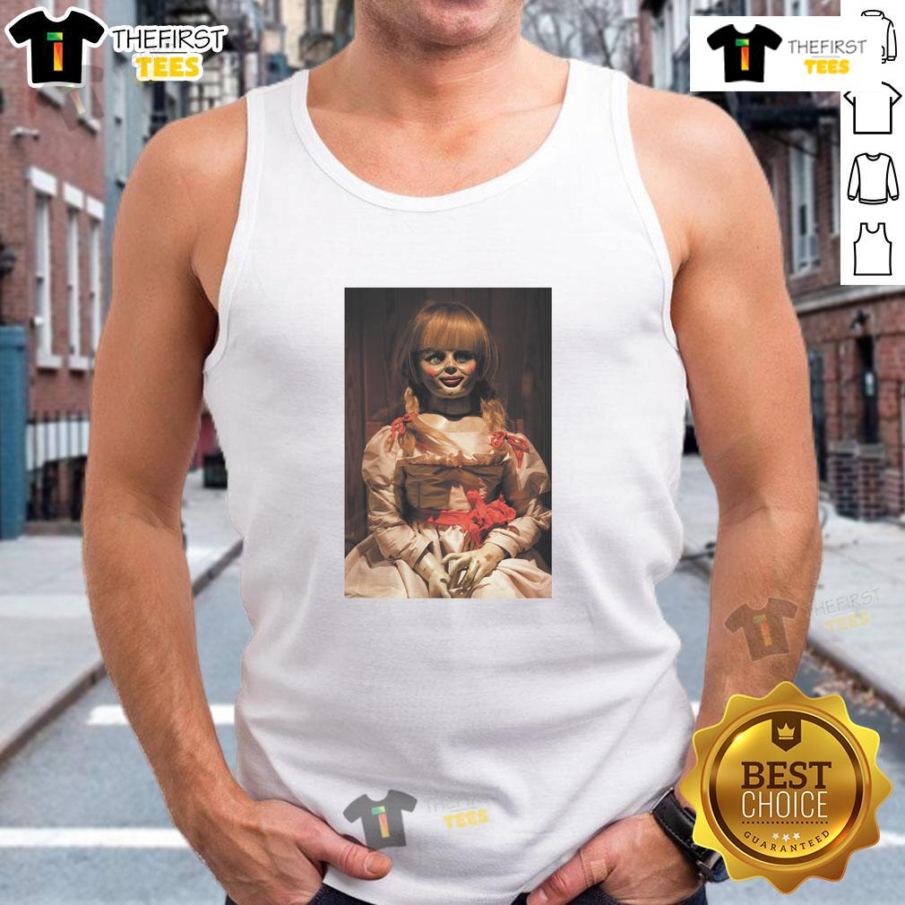 Top The Conjuring Last Rites Annabelle Tank Top Top-The-Conjuring-Last-Rites-Annabelle-Tank-Top featuring a spooky Annabelle graphic, perfect for horror movie fans.
