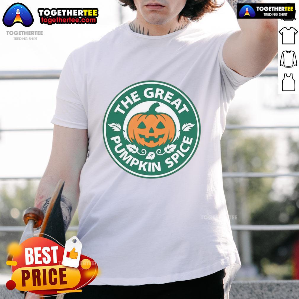 Top The Great Pumpkin Spice T Shirt Top The Great Pumpkin Spice T-Shirt featuring a festive pumpkin design, perfect for fall and cozy sweater weather.