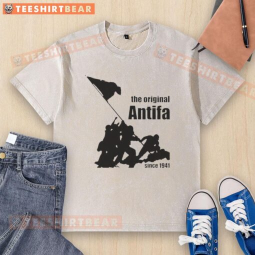 Alt Text: Top-The-Original-Antifa-Since-1941 washed t-shirt featuring bold anti-fascist graphics and comfortable fit.