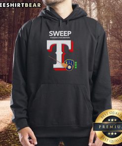 Texas Rangers hoodie celebrating their sweep over MLB's best Brewers; stylish fan gear for baseball enthusiasts.