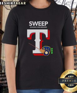 Top The Rangers Sweep the MLB Best Brewers Ladies Tee featuring team colors and logo for stylish fan support.