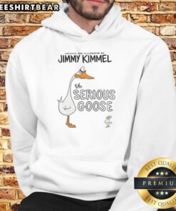 Cozy hoodie featuring 'Top The Serious Goose' by Jimmy Kimmel, with fun illustrations and vibrant colors.