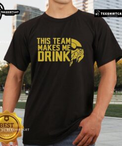 Top This Team Makes Me Drink Minnesota Vikings Logo T-Shirt featuring bold graphics and vibrant colors for fans.