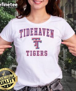 Top Tidehaven Tigers Ladies Tee featuring vibrant team colors and stylish design for fans and athletes alike.