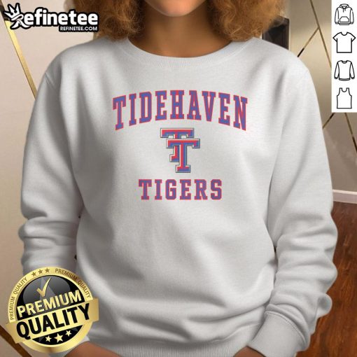 Cozy Top Tidehaven Tigers sweatshirt featuring bold logo, perfect for fans and stylish casual wear.