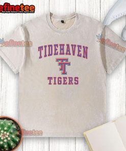 Alt Text: Top Tidehaven Tigers washed t-shirt featuring vibrant colors and a stylish design, perfect for Tigers fans.