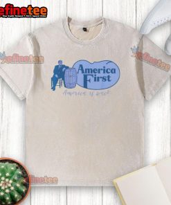 America First Barrel T-Shirt: Stylish washed tee showcasing patriotic design, perfect for fans of American pride.