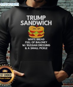 Top Trump Sandwich hoodie featuring white bread and baloney graphic, perfect for political humor and casual wear.
