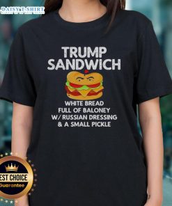 Top Trump Sandwich on white bread, filled with baloney, featured on a ladies tee shirt design.