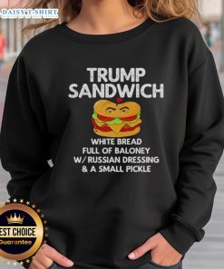 Alt Text: Top Trump Sandwich sweatshirt featuring white bread and baloney design, perfect for humorous fashion lovers.