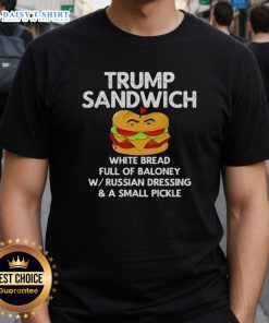 Top Trump Sandwich T-Shirt featuring white bread and baloney, perfect for food lovers and humor enthusiasts.