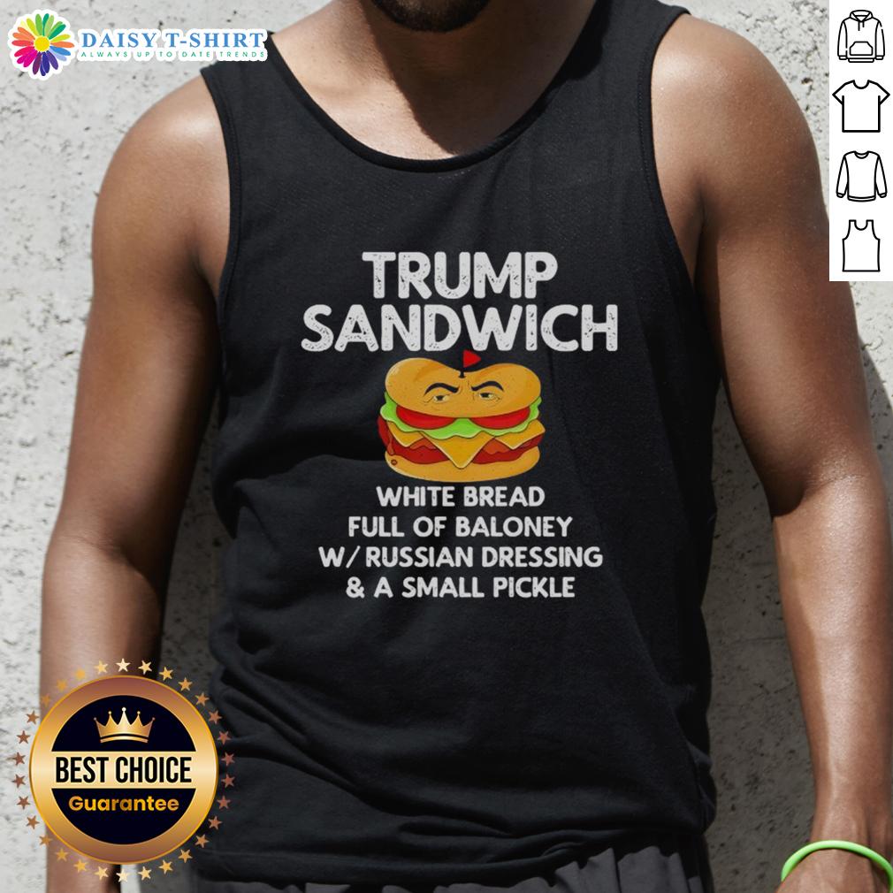 Top Trump Sandwich White Bread Full Of Baloney Tank Top Top Trump sandwich on white bread filled with baloney, showcased on a trendy tank top, perfect for food lovers.