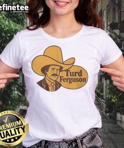 Top Turd Ferguson logo parody on a stylish ladies tee, perfect for humor and casual wear enthusiasts.