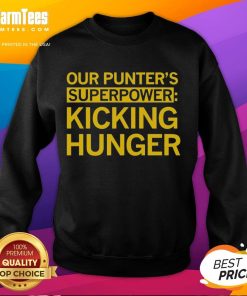 Alt Text: Top Tyler Perkins Our Punters Superpower Kicking Hunger sweatshirt featuring a stylish design for football fans.