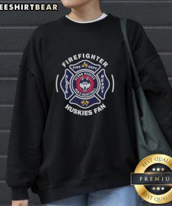 Top UConn Huskies men's basketball sweatshirt featuring a firefighter design, perfect for fans and first responders.