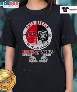 UNLV Rebels ladies tee featuring Las Vegas skyline, perfect for game days on Saturdays and Sundays.
